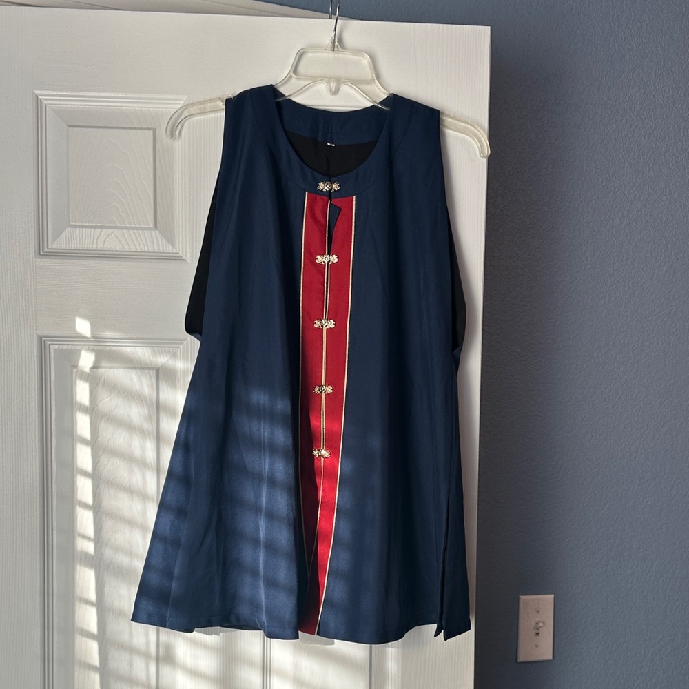 Navy and Red Sleeveless Top